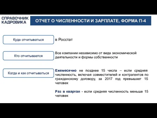 ОТЧЕТ О ЧИСЛЕННОСТИ И ЗАРПЛАТЕ, ФОРМА П-4 Когда и как отчитываться