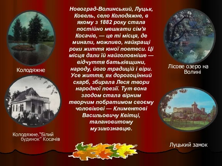 Колодяжне.“Білий будинок” Косачів Луцький замок Новоград-Волинський, Луцьк, Ковель, село Колодяжне, в