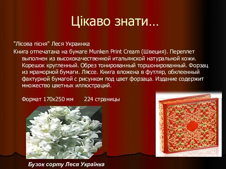 Цікаво знати… "Лісова пісня" Леся Украинка Книга отпечатана на бумаге Munken