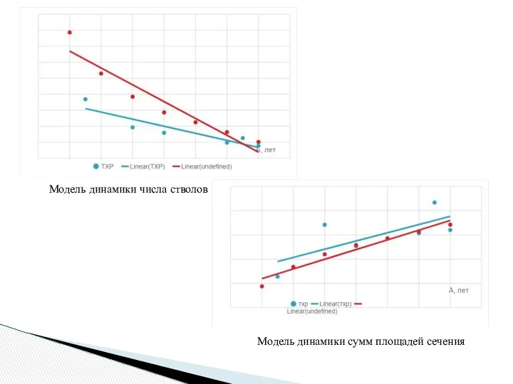 Модель динамики числа стволов Модель динамики сумм площадей сечения