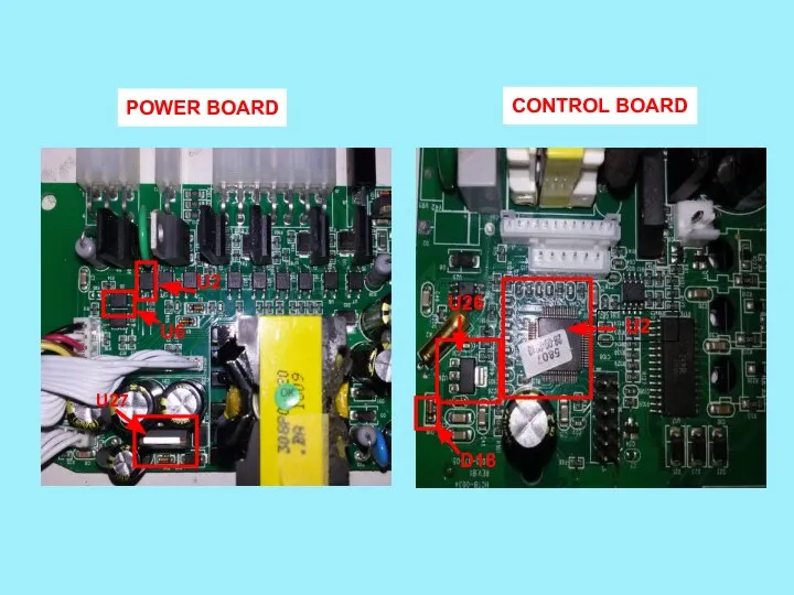 U27 D18 U26 U2 POWER BOARD CONTROL BOARD U6 U2 U27