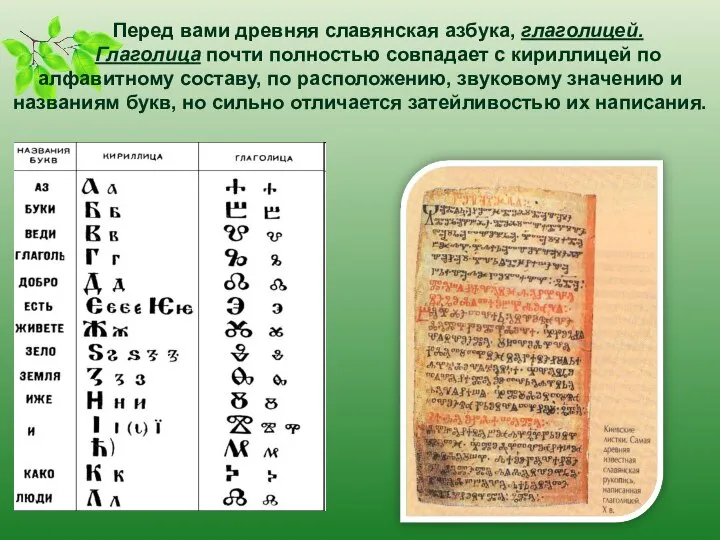 Перед вами древняя славянская азбука, глаголицей. Глаголица почти полностью совпадает с