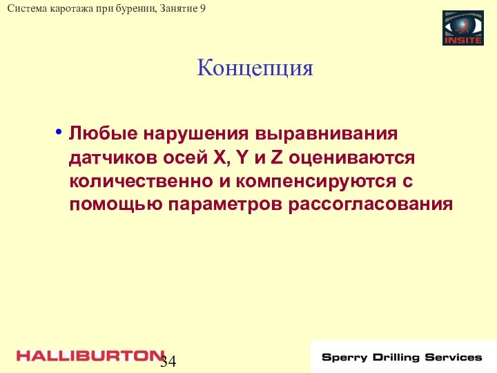 Концепция Любые нарушения выравнивания датчиков осей X, Y и Z оцениваются