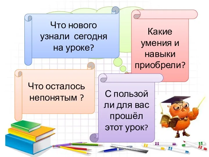 Итог урока Ответьте на вопросы Что нового узнали сегодня на уроке?