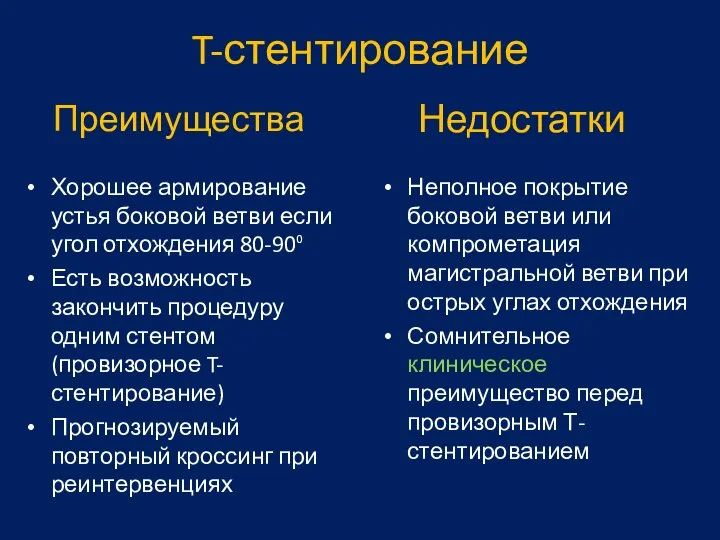 Преимущества Хорошее армирование устья боковой ветви если угол отхождения 80-90⁰ Есть