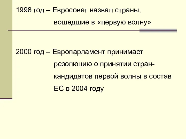 1998 год – Евросовет назвал страны, вошедшие в «первую волну» 2000