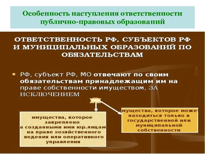 Особенность наступления ответственности публично-правовых образований