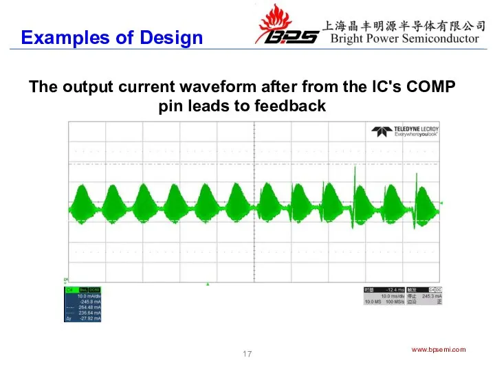 17 www.bpsemi.com Examples of Design The output current waveform after from