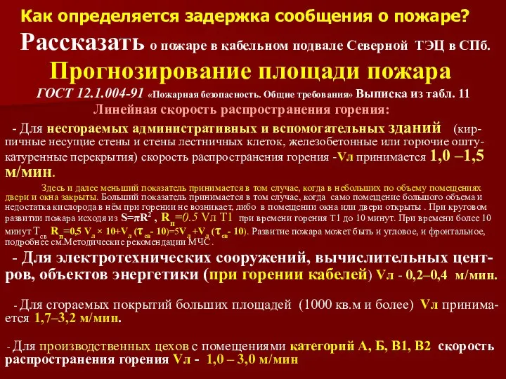 Как определяется задержка сообщения о пожаре? Рассказать о пожаре в кабельном