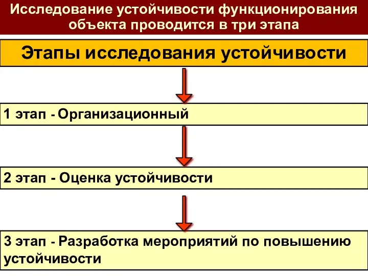 Этапы исследования устойчивости 1 этап - Организационный 2 этап - Оценка