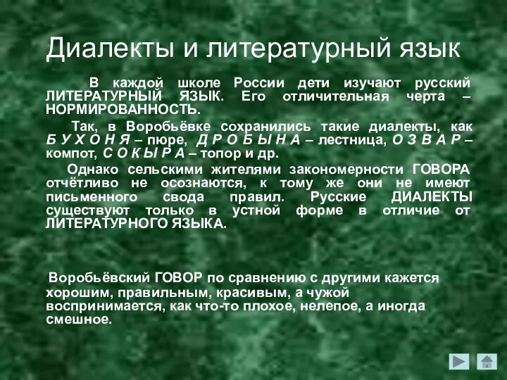 Диалекты и литературный язык В каждой школе России дети изучают русский