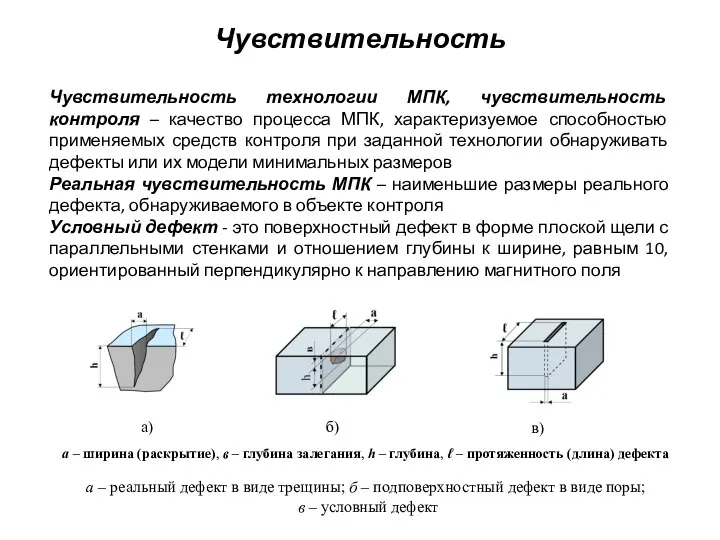 Чувствительность Чувствительность технологии МПК, чувствительность контроля – качество процесса МПК, характеризуемое