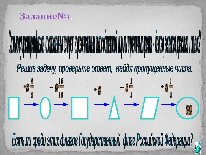 Задание№1. Сколько существует флагов составленных из трех горизонтальных полос одинаковой ширины