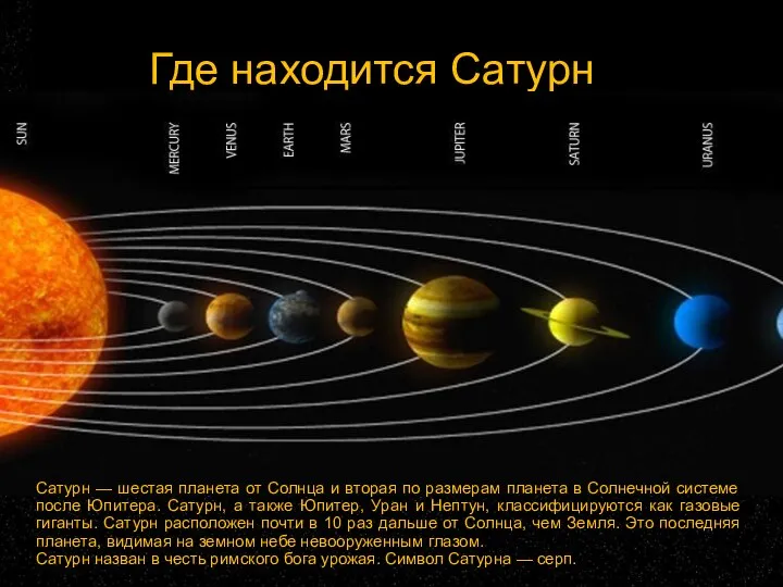 Где находится Сатурн Сатурн — шестая планета от Солнца и вторая