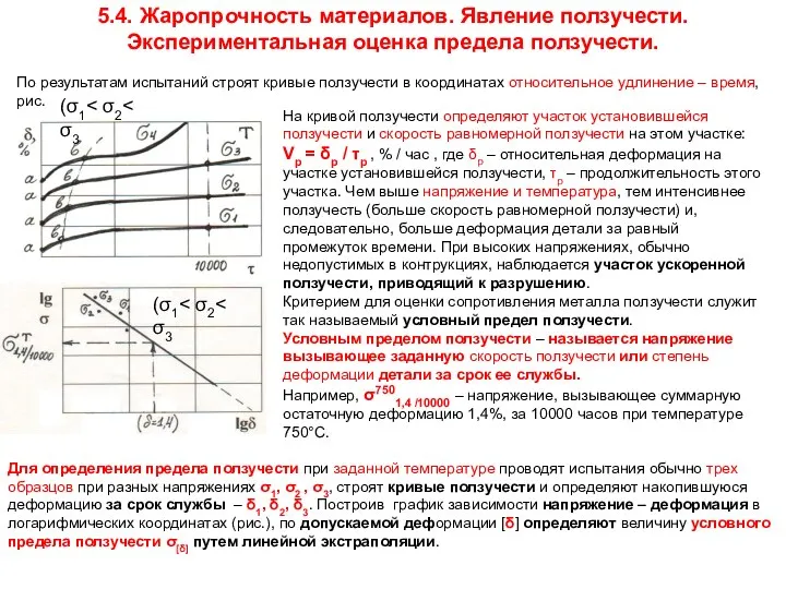 5.4. Жаропрочность материалов. Явление ползучести. Экспериментальная оценка предела ползучести. По результатам