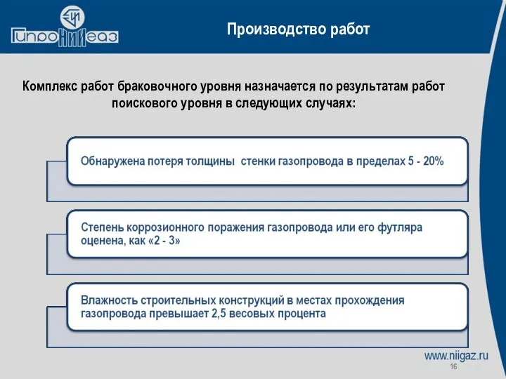 Производство работ Комплекс работ браковочного уровня назначается по результатам работ поискового уровня в следующих случаях: