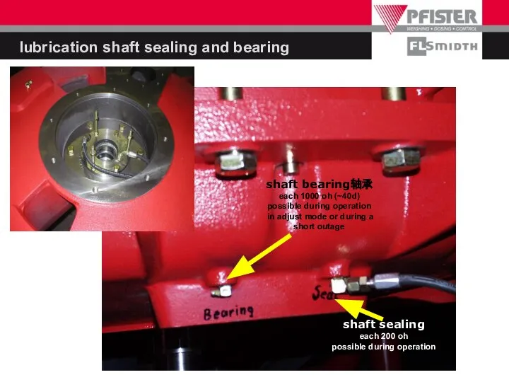 lubrication shaft sealing and bearing shaft bearing轴承 each 1000 oh (~40d)