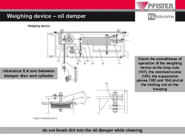 Weighing device – oil damper do not brush dirt into the