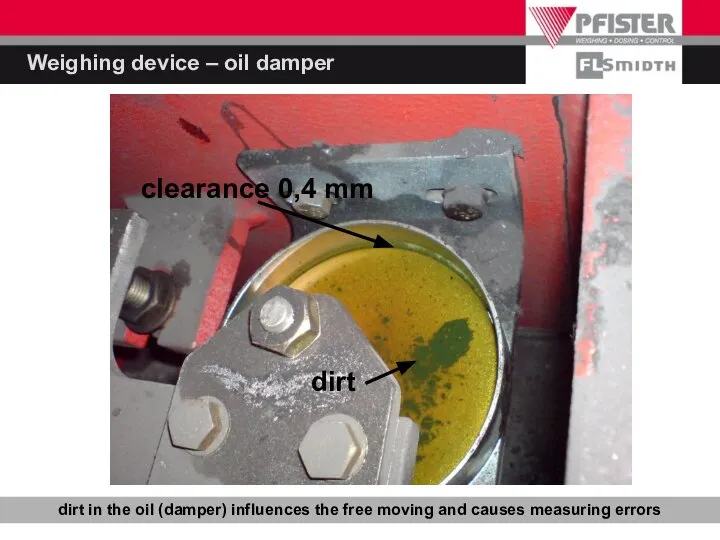 Weighing device – oil damper dirt in the oil (damper) influences
