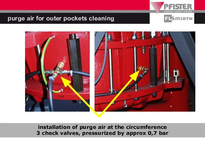 purge air for outer pockets cleaning installation of purge air at