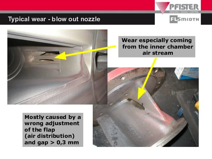 Typical wear - blow out nozzle Wear especially coming from the