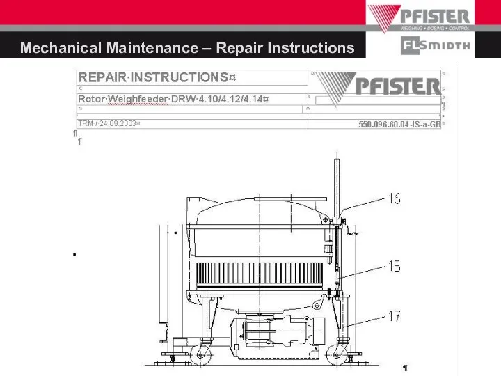 Mechanical Maintenance – Repair Instructions