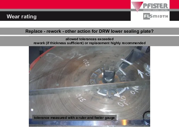 Wear rating Replace - rework - other action for DRW lower