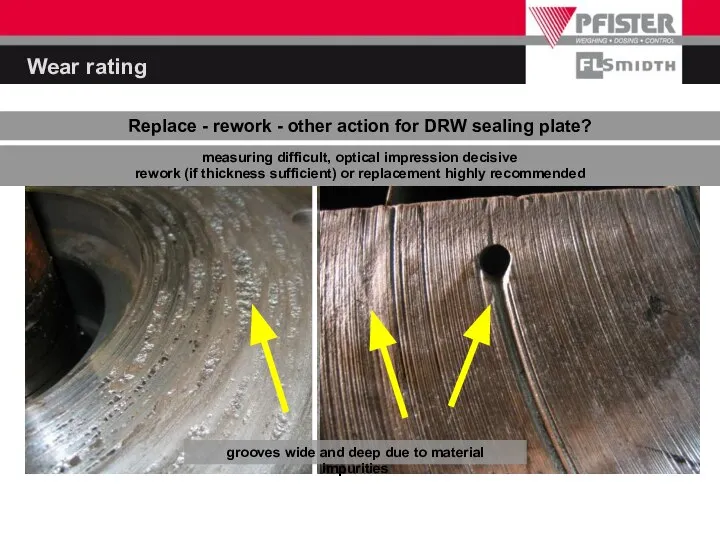 Wear rating Replace - rework - other action for DRW sealing