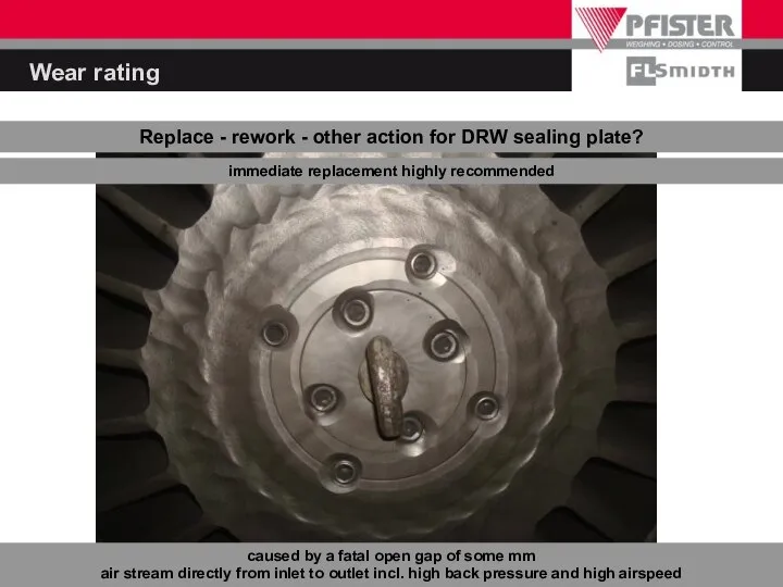 Wear rating Replace - rework - other action for DRW sealing