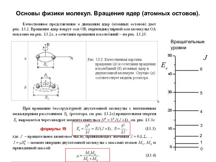 Основы физики молекул. Вращение ядер (атомных остовов). Вращательные уровни Er J