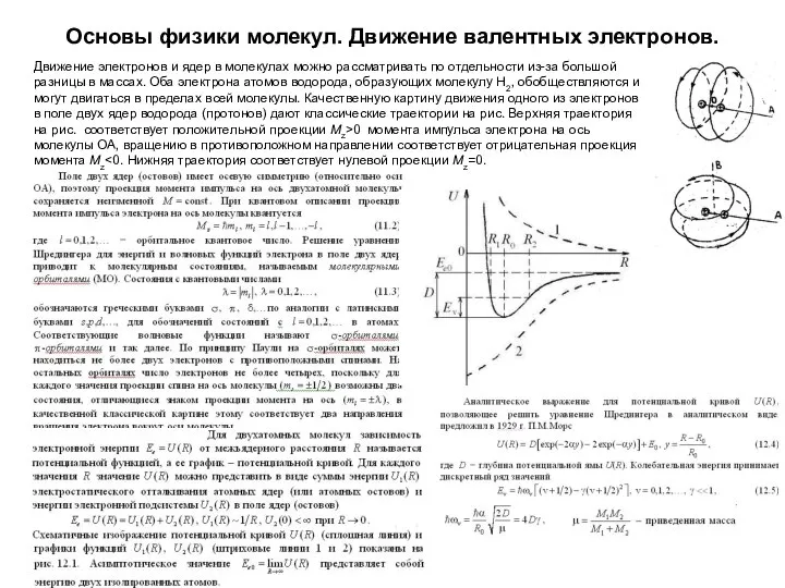 Основы физики молекул. Движение валентных электронов. Движение электронов и ядер в