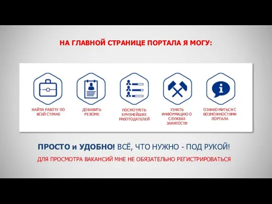 НА ГЛАВНОЙ СТРАНИЦЕ ПОРТАЛА Я МОГУ: НАЙТИ РАБОТУ ПО ВСЕЙ СТРАНЕ