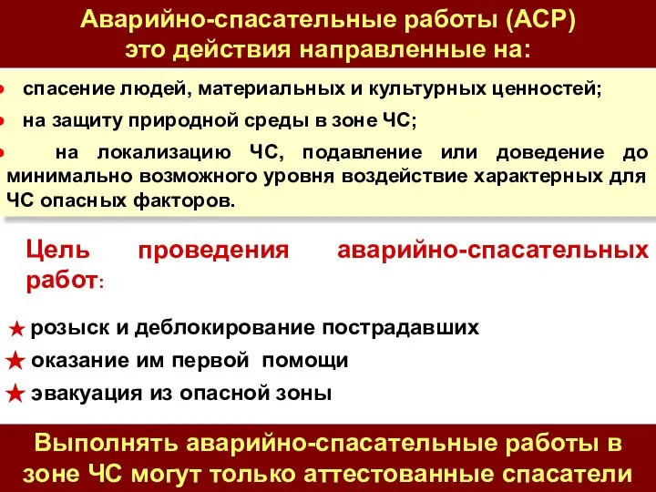 спасение людей, материальных и культурных ценностей; на защиту природной среды в