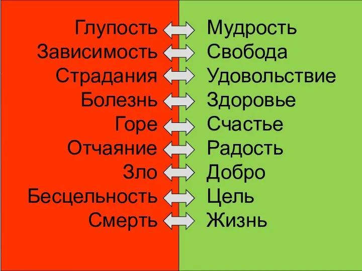 Мудрость Свобода Удовольствие Здоровье Счастье Радость Добро Цель Жизнь Глупость Зависимость