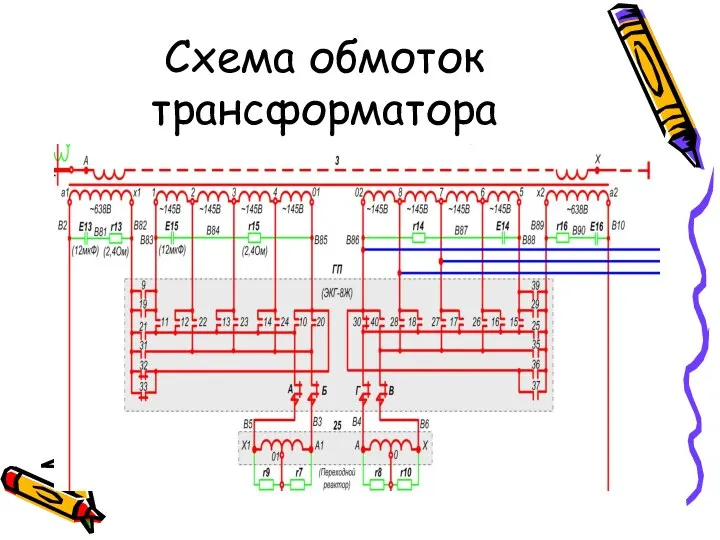 Схема обмоток трансформатора