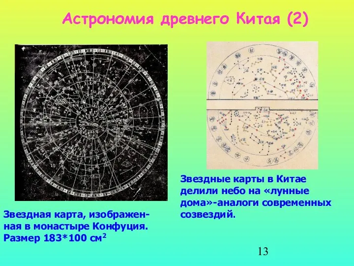 Астрономия древнего Китая (2) Звездная карта, изображен- ная в монастыре Конфуция.