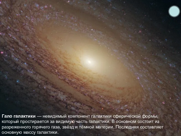 Гало галактики — невидимый компонент галактики сферической формы, который простирается за