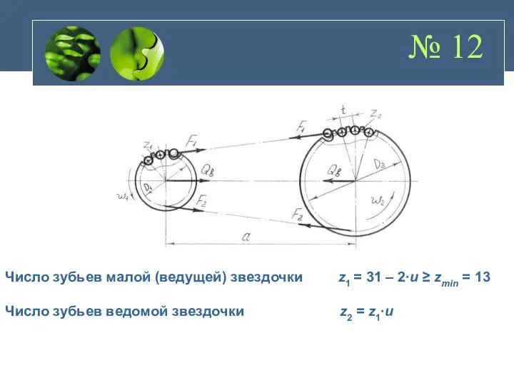 № 12 Число зубьев малой (ведущей) звездочки z1 = 31 –