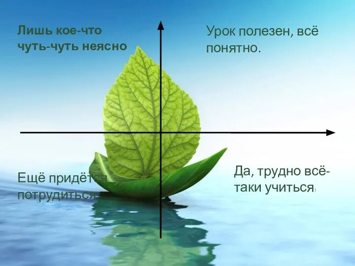 Лишь кое-что чуть-чуть неясно Урок полезен, всё понятно. Ещё придётся потрудиться. Да, трудно всё-таки учиться!