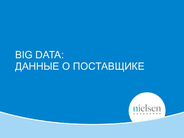 BIG DATA: ДАННЫЕ О ПОСТАВЩИКЕ