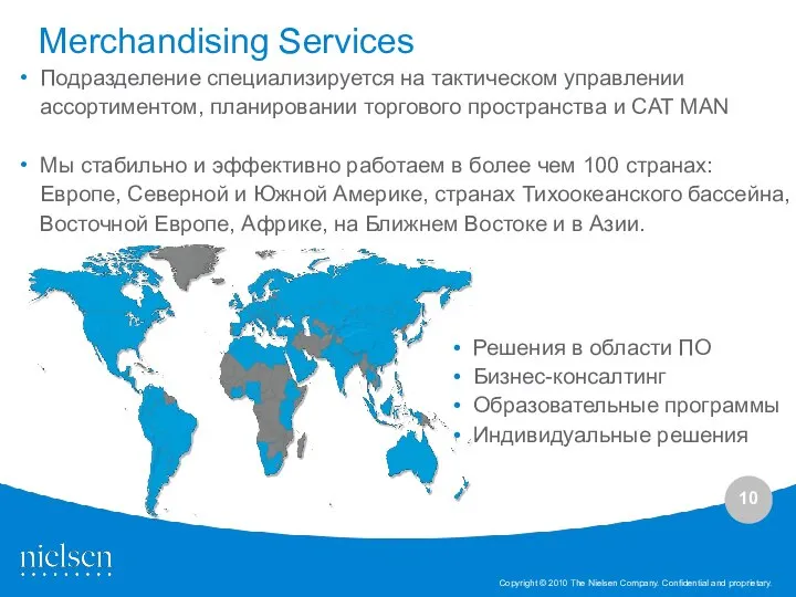 Merchandising Services Решения в области ПО Бизнес-консалтинг Образовательные программы Индивидуальные решения