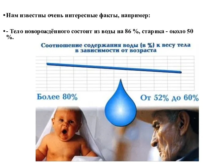 Нам известны очень интересные факты, например: - Тело новорождённого состоит из