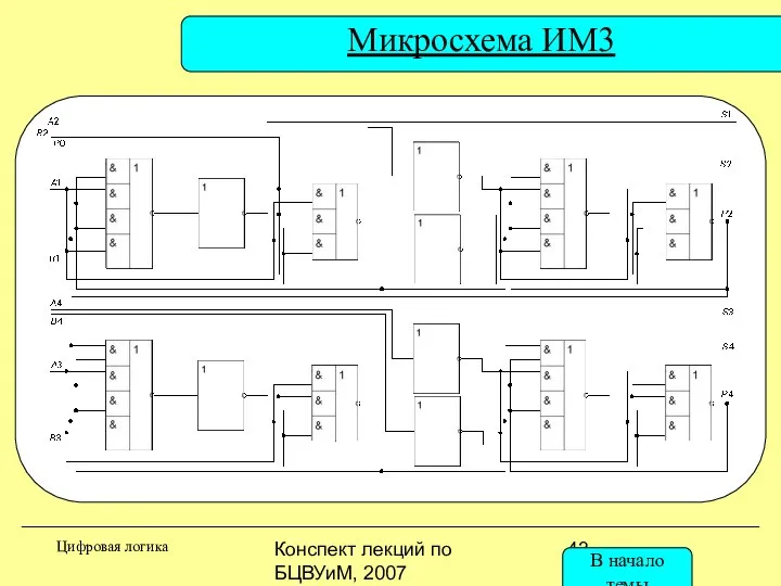 Конспект лекций по БЦВУиМ, 2007 Микросхема ИМ3 Цифровая логика В начало темы