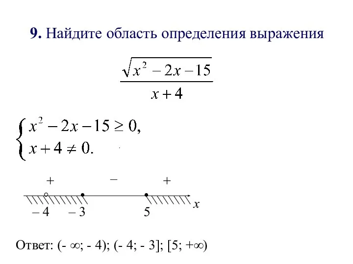 9. Найдите область определения выражения . . . х ° –