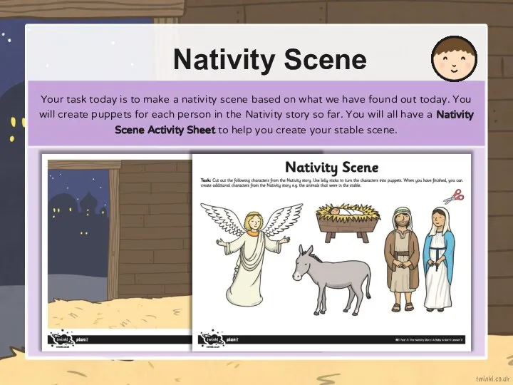 Nativity Scene Your task today is to make a nativity scene