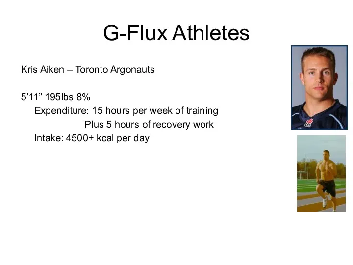 G-Flux Athletes Kris Aiken – Toronto Argonauts 5’11” 195lbs 8% Expenditure: