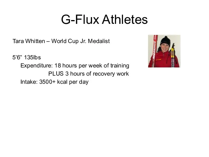 G-Flux Athletes Tara Whitten – World Cup Jr. Medalist 5’6” 135lbs