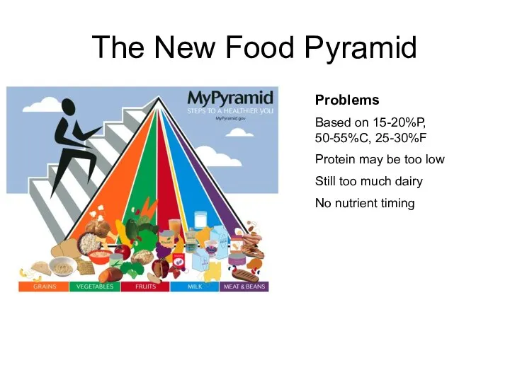 The New Food Pyramid Problems Based on 15-20%P, 50-55%C, 25-30%F Protein