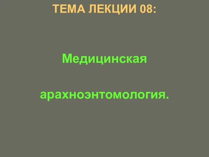 Медицинская арахноэнтомология. Лекция 08