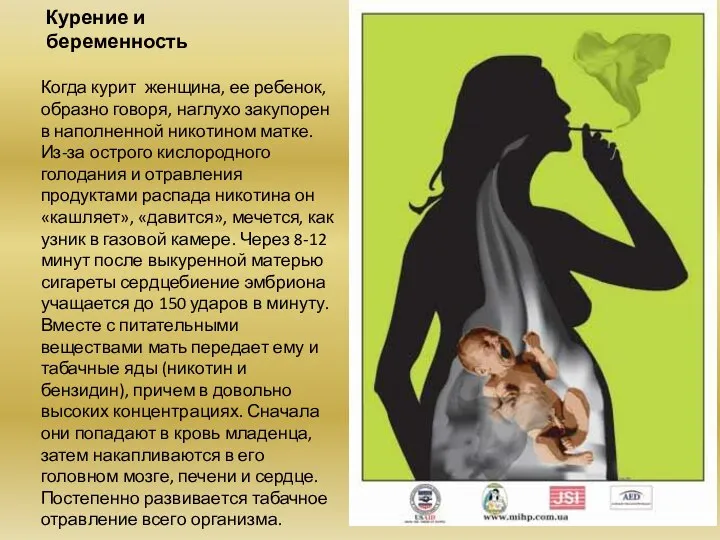 Курение и беременность Когда курит женщина, ее ребенок, образно говоря, наглухо